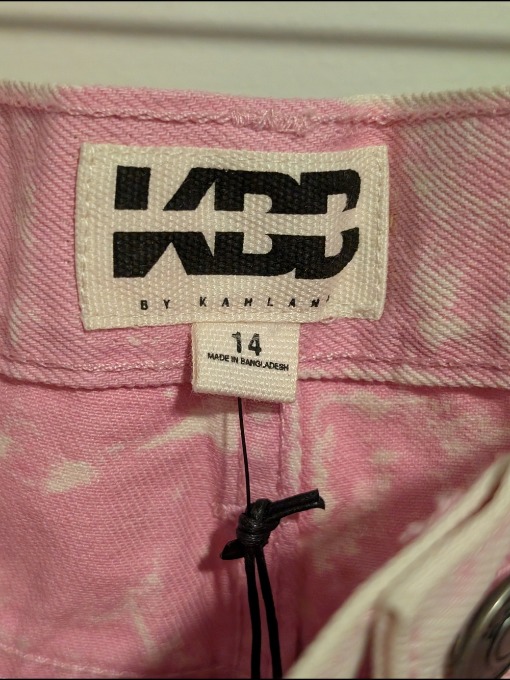 NWT Pale Pink Bleach Dyed High Rise Barrel Wide Leg Jeans KBB By Kahlana - Picture 2 of 6